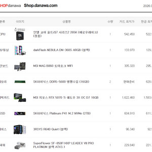 컴퓨(본체, pc) 판매합니다. 5070ti, 램32g,ssd2tb,울트라7 시리즈2 265k 이미지