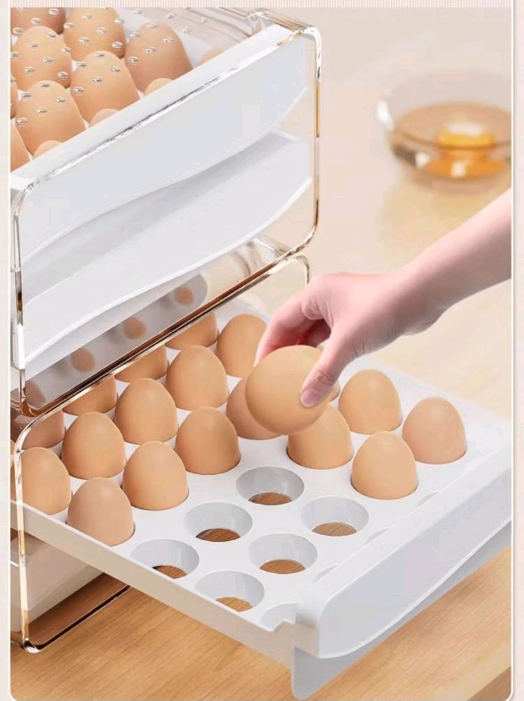 서랍형 2단 투명 계란 보관함 (60개) 이미지