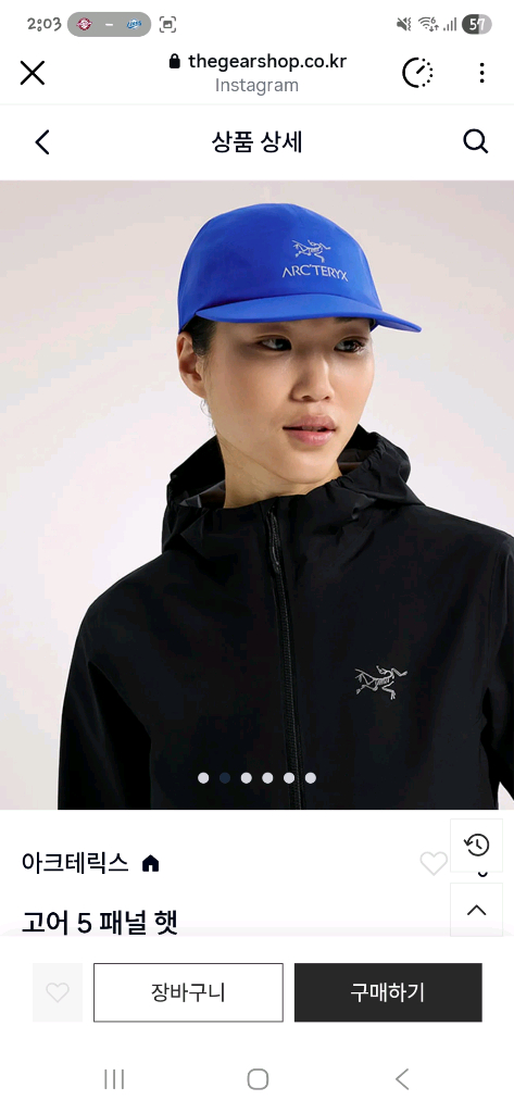 아크테릭스 고어텍스 5패널 모자 팝니다 이미지