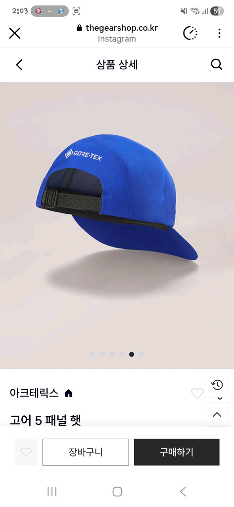 아크테릭스 고어텍스 5패널 모자 팝니다 이미지