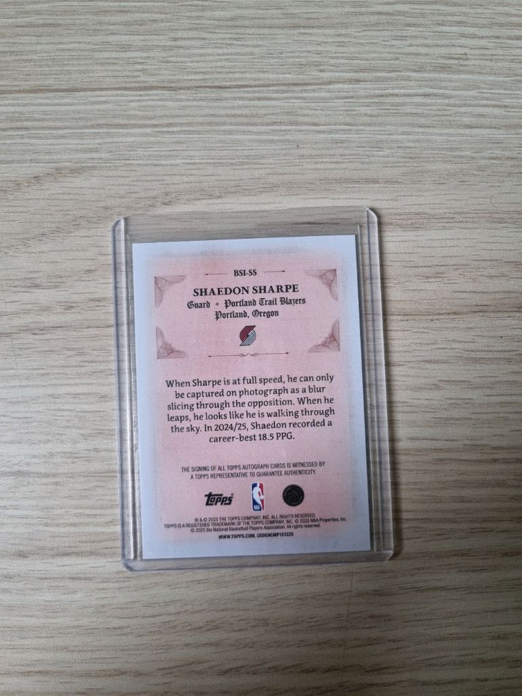 탑스 nba 셰이든 샤프 싸인카드 이미지