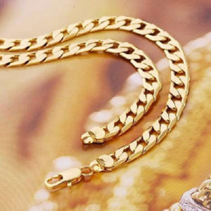 새 18K GF 4mm X 60cm 골드 스테인레스 스틸 패션 목걸이 금 체인 이미지