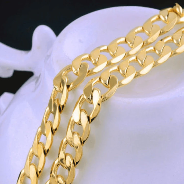 새 18K GF 4mm X 60cm 골드 스테인레스 스틸 패션 목걸이 금 체인 이미지