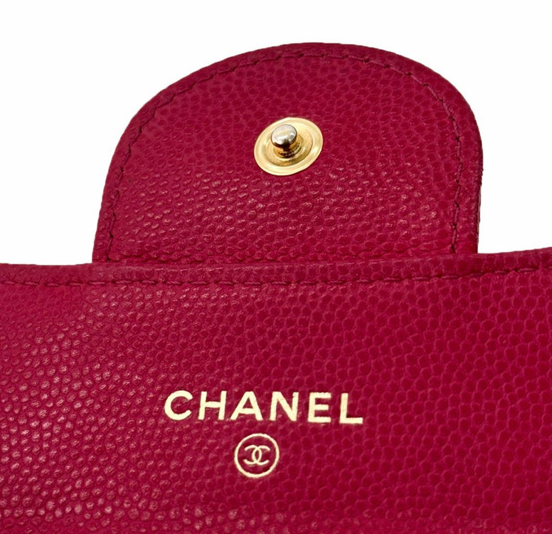 Chanel 샤넬 여성 2.55 빈티지 캐비어 똑딱이 플랩 카드 지갑 이미지