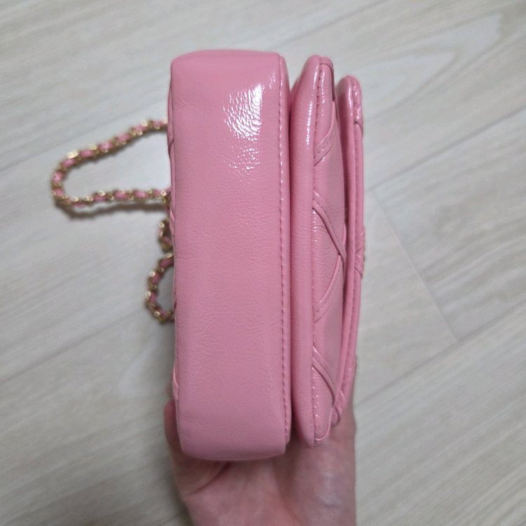 타임 엠블럼 체인 레더 미니백 핑크 랑방 마인 더캐시미어 시스템 오브제 sjsj 이미지