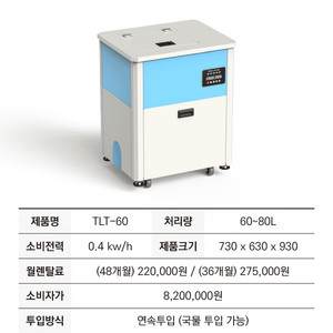제로스톤 업소용 음식물처리기 TLT-60 모델 이미지