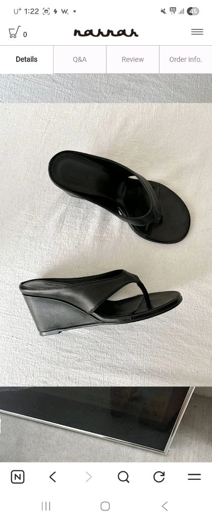 웨지힐 조리 240사이즈 블랙색상 (굽6cm) 이미지