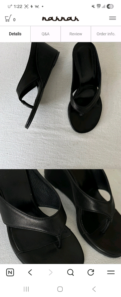 웨지힐 조리 240사이즈 블랙색상 (굽6cm) 이미지