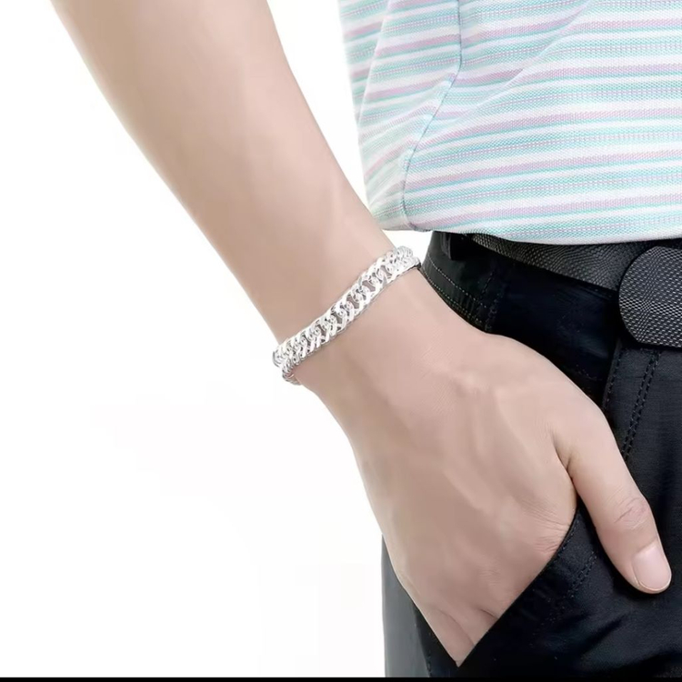 실버 도금 체인 목걸이 팔찌 세트 이미지