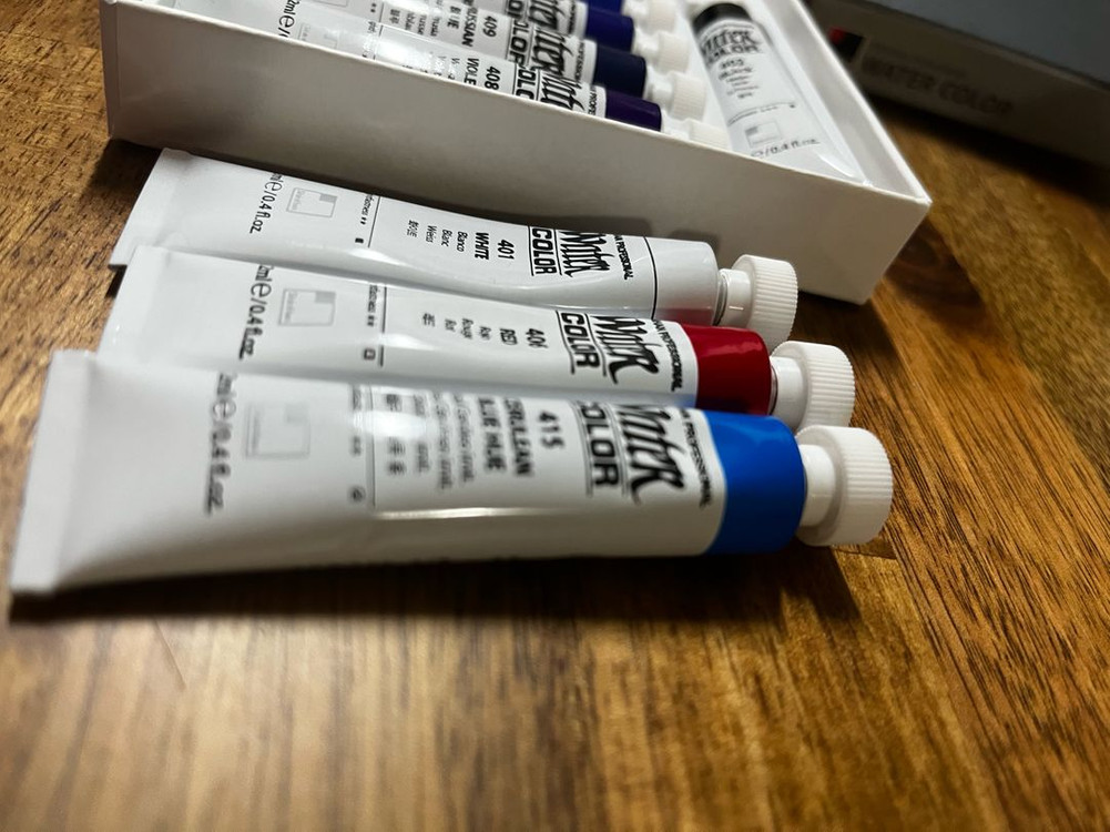 신한 수채화물감 세트 전문가용 12ml 20색(붓, 팔레트, 물통 같이 드려요) 이미지