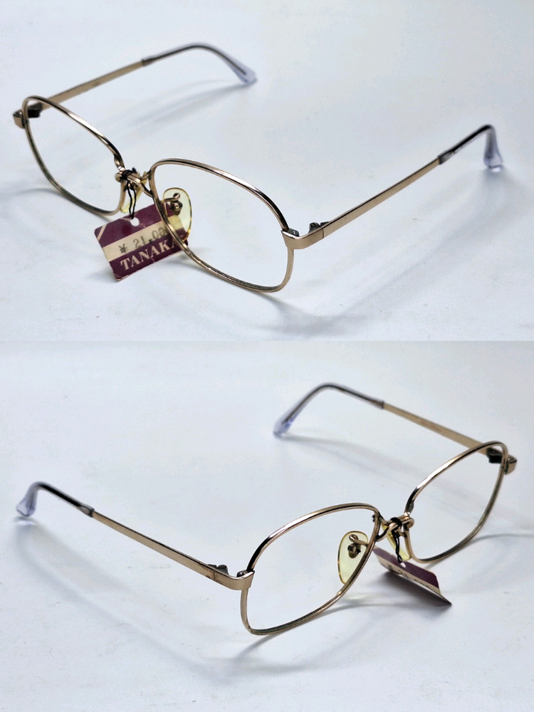80s 일본 빈티지 데드스톡 미사용/골드 오벌 라운드 안경테 52mm 여성용 여자안경 레트로 클래식 아이웨어 y2k 이미지