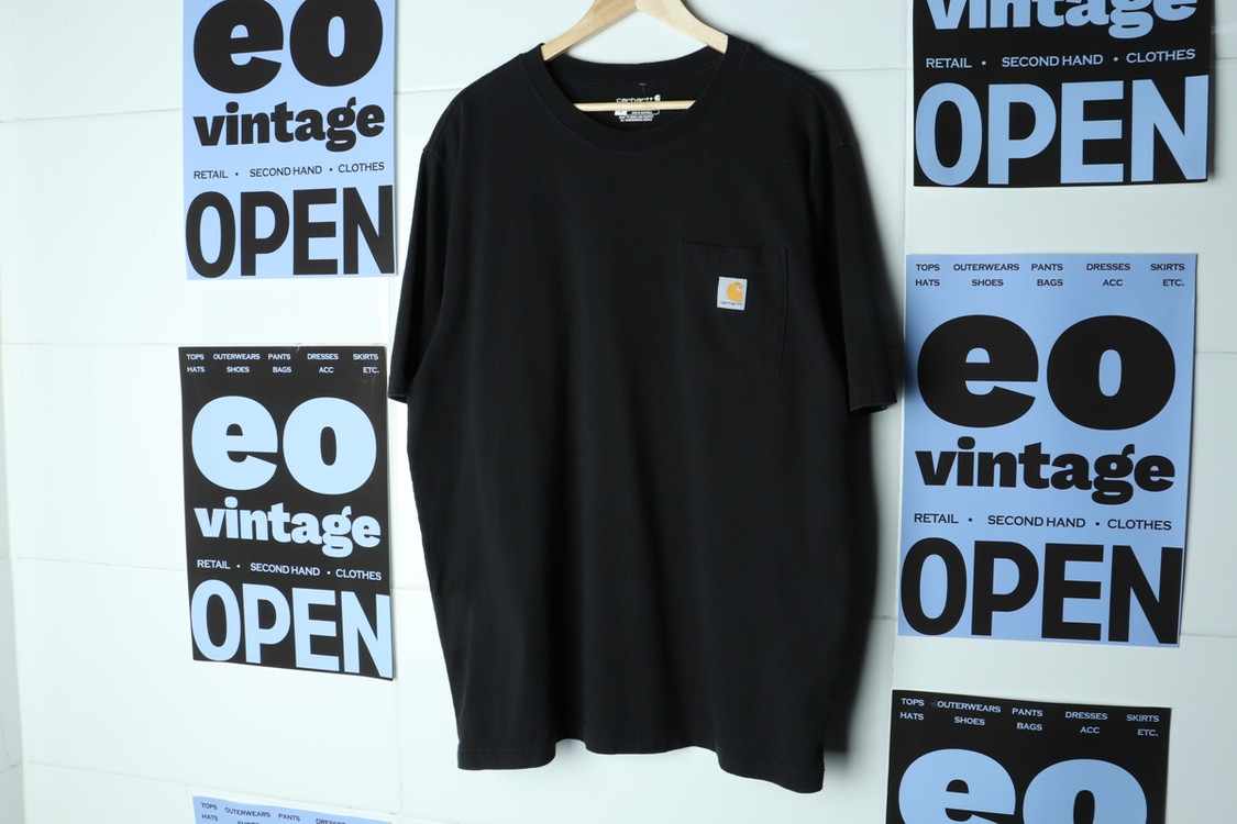 (L-2XL) 칼하트 반팔 티셔츠 USA 블랙 원포켓 이미지
