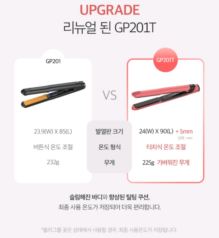 글램팜 헤어 고데기 GP201T 이미지