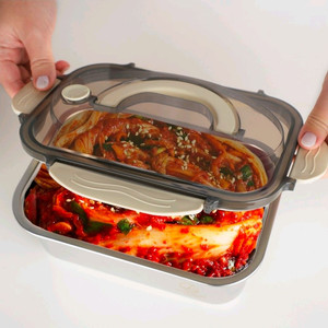 새제품-랑펠로 푸드케이스 숨 2종세트(2100ml+1700ml)스탠용기 이미지