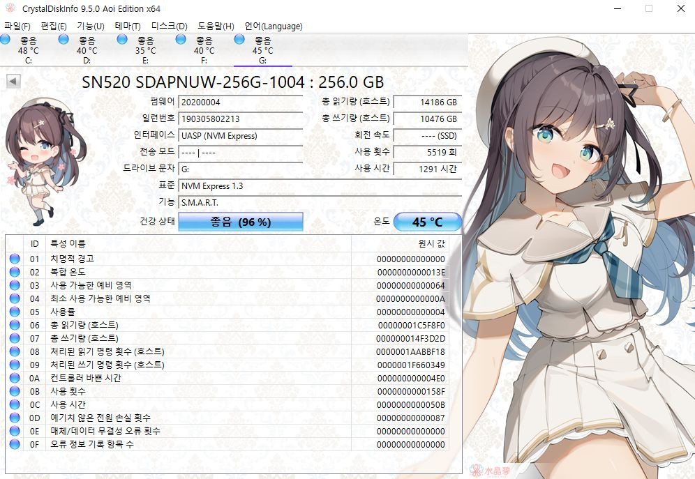 SN520 NVMe SSD 256gb 이미지