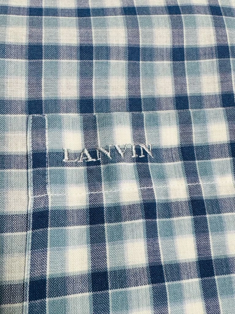 LANVIN 랑방 블루 린넨 체크 셔츠 100 지방시 버버리 구찌 이미지