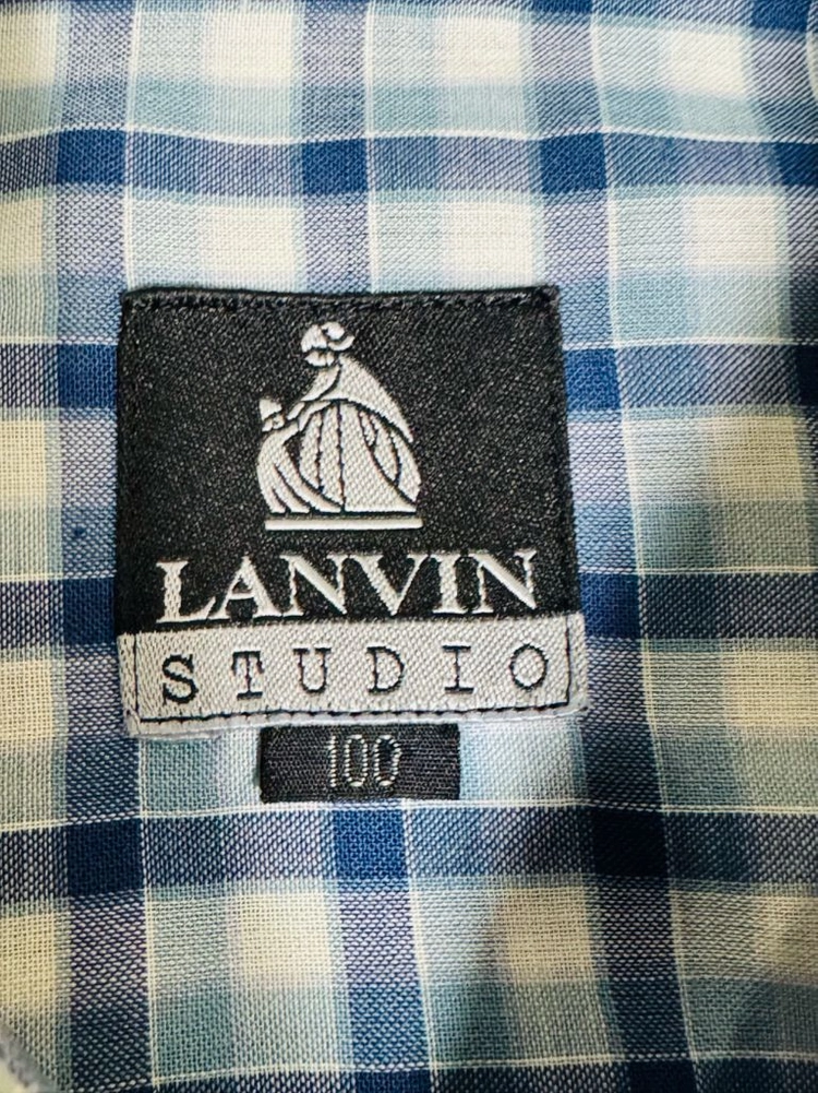 LANVIN 랑방 블루 린넨 체크 셔츠 100 지방시 버버리 구찌 이미지
