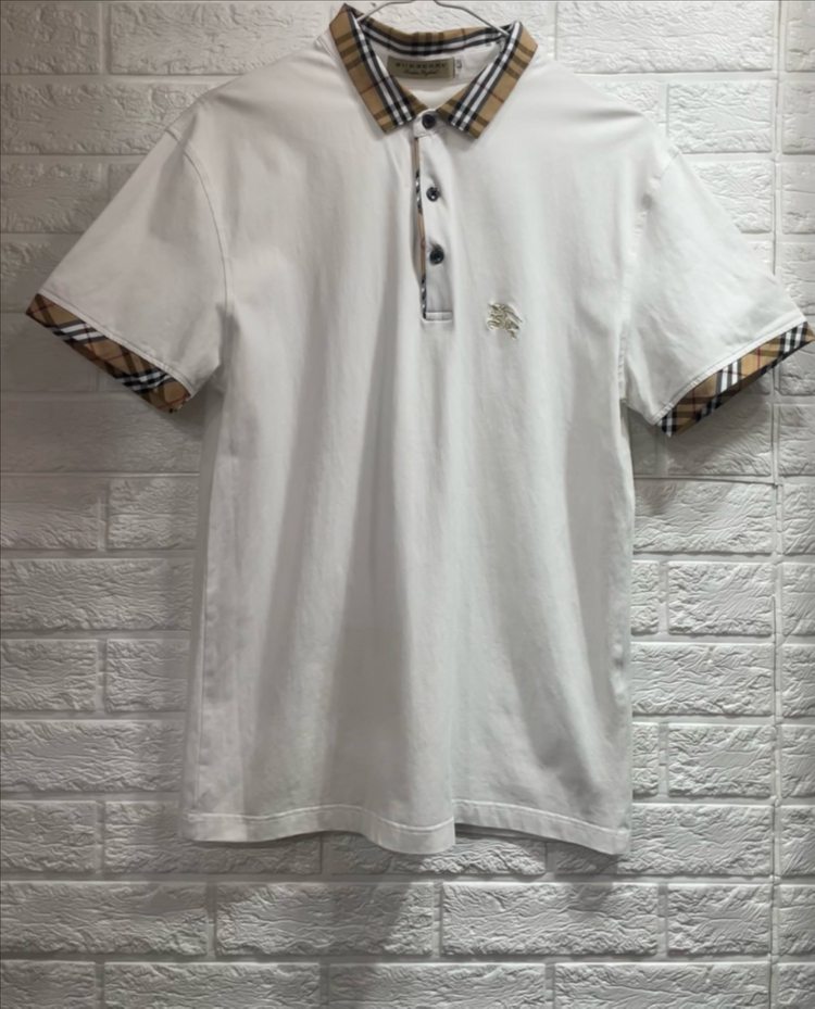 Burberry 버버리 체크카라 화이트 반팔 카라티 버버리 폴로티 이미지