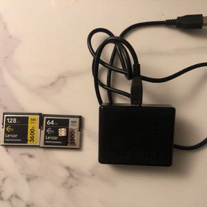 Cfast 렉사 메모리카드(128GB+64GB) + 리더기 일괄 이미지