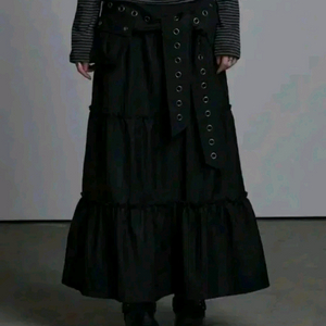 애즈유아 포켓 프릴 롱스커트 블랙 M 이미지
