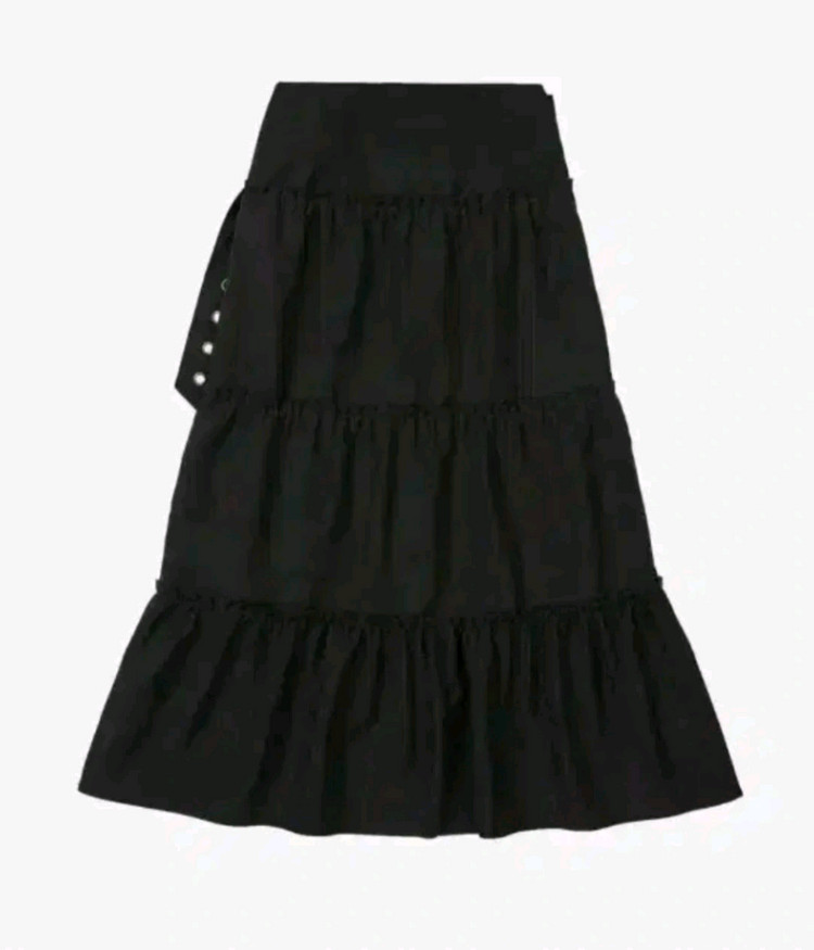 애즈유아 포켓 프릴 롱스커트 블랙 M 이미지