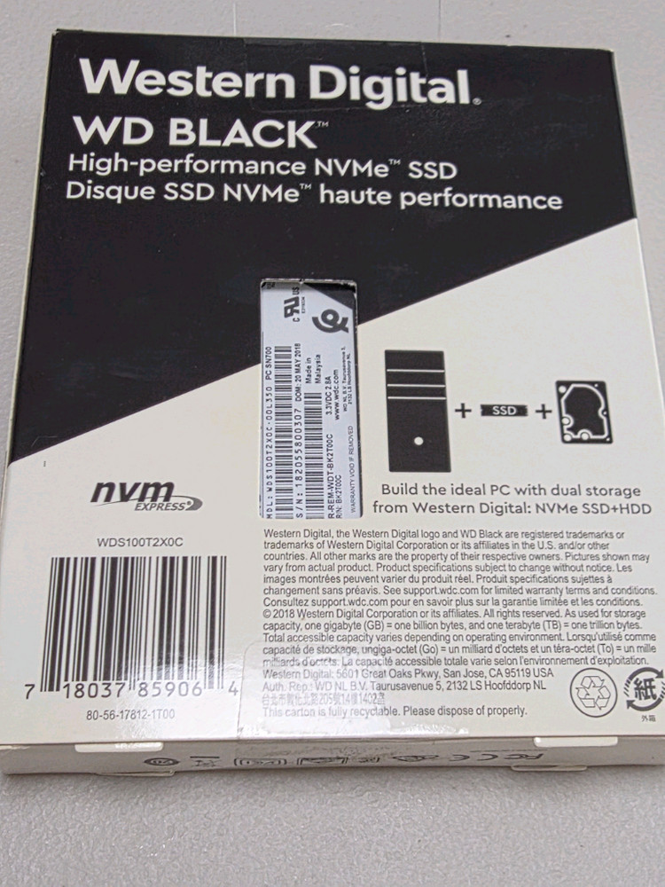 WD Black NVMe SSD 1TB 이미지