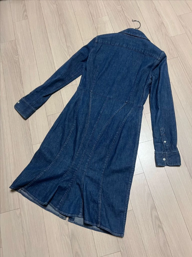 폴로 랄프로렌 POLO 데님 셔츠 원피스 블루 진청 프릴 머메이드 이미지