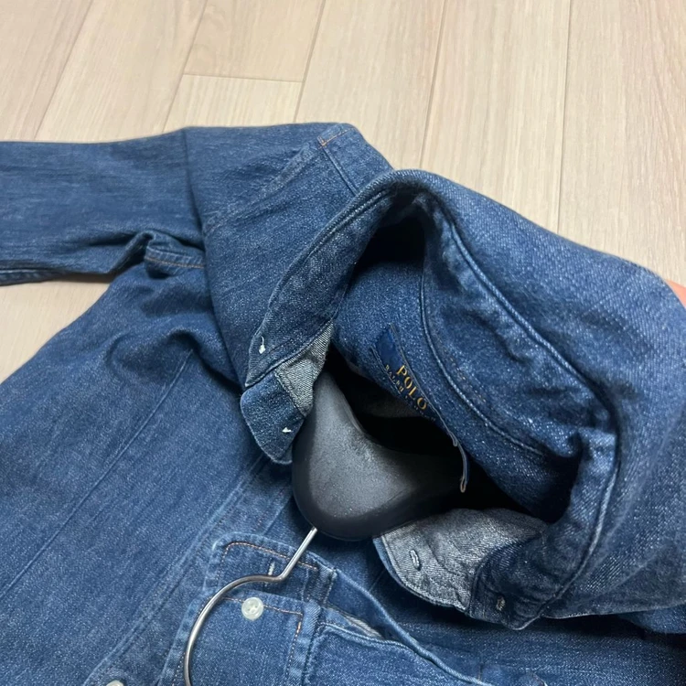 폴로 랄프로렌 POLO 데님 셔츠 원피스 블루 진청 프릴 머메이드 이미지