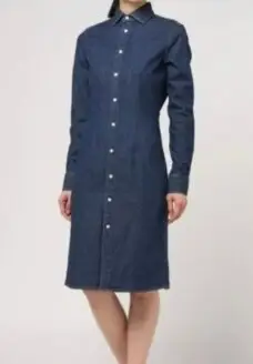 폴로 랄프로렌 POLO 데님 셔츠 원피스 블루 진청 프릴 머메이드 이미지