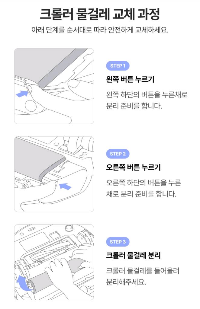 나르왈 Flow 로봇청소기 전용 크롤러 걸레 패드 3개 일괄(새상품) 이미지