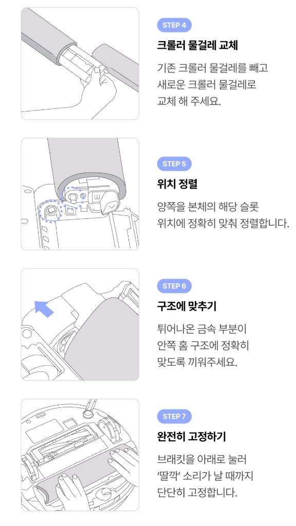 나르왈 Flow 로봇청소기 전용 크롤러 걸레 패드 3개 일괄(새상품) 이미지