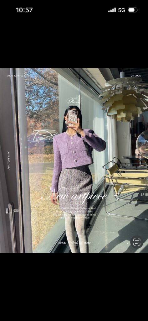 (새상품)라보빈티지 라보서울 소피 트위드 자켓 부클 바이올렛 셋업 프레클 라밤바룸 상견례 이미지