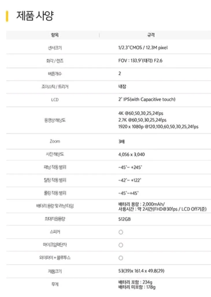 내셔널지오그래픽 4K 짐벌 액션캠 이미지