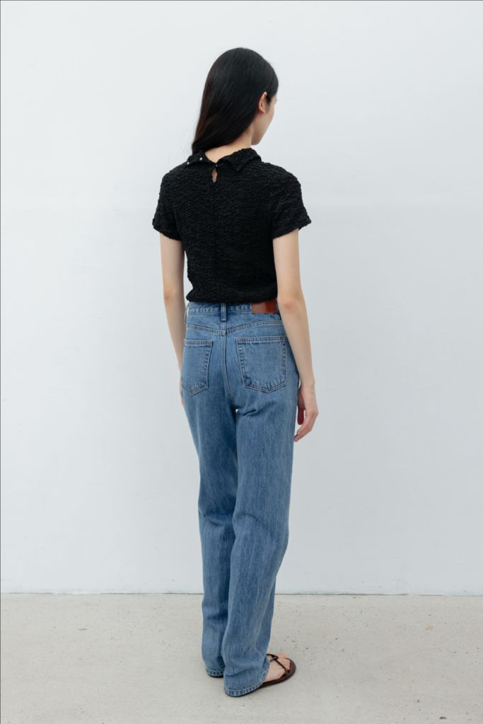 레이스 Crinkle Back-Open Turtleneck Top_ Black 크링클 백오픈 터틀넥 탑 블랙 이미지
