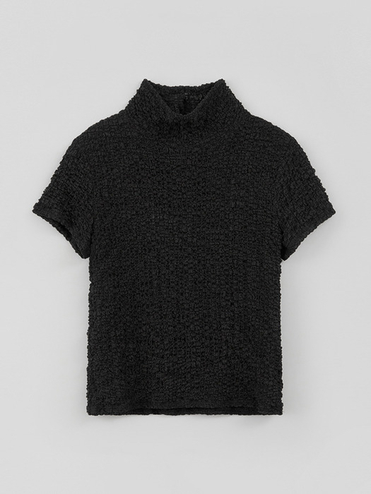레이스 Crinkle Back-Open Turtleneck Top_ Black 크링클 백오픈 터틀넥 탑 블랙 이미지