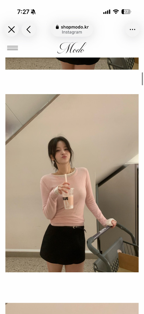 샵모도 프리마 소프트 티셔츠 핑크 이미지