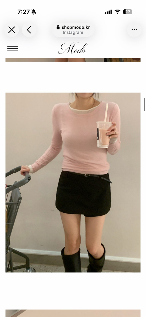 샵모도 프리마 소프트 티셔츠 핑크 이미지
