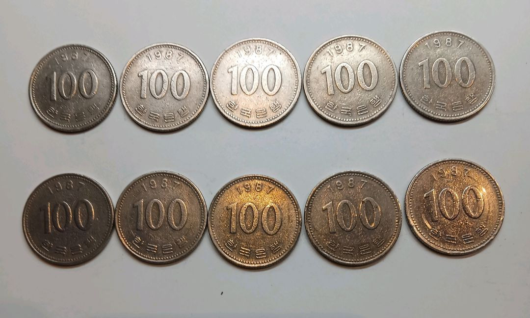 1987년 100원 동전 10개 일괄 이미지