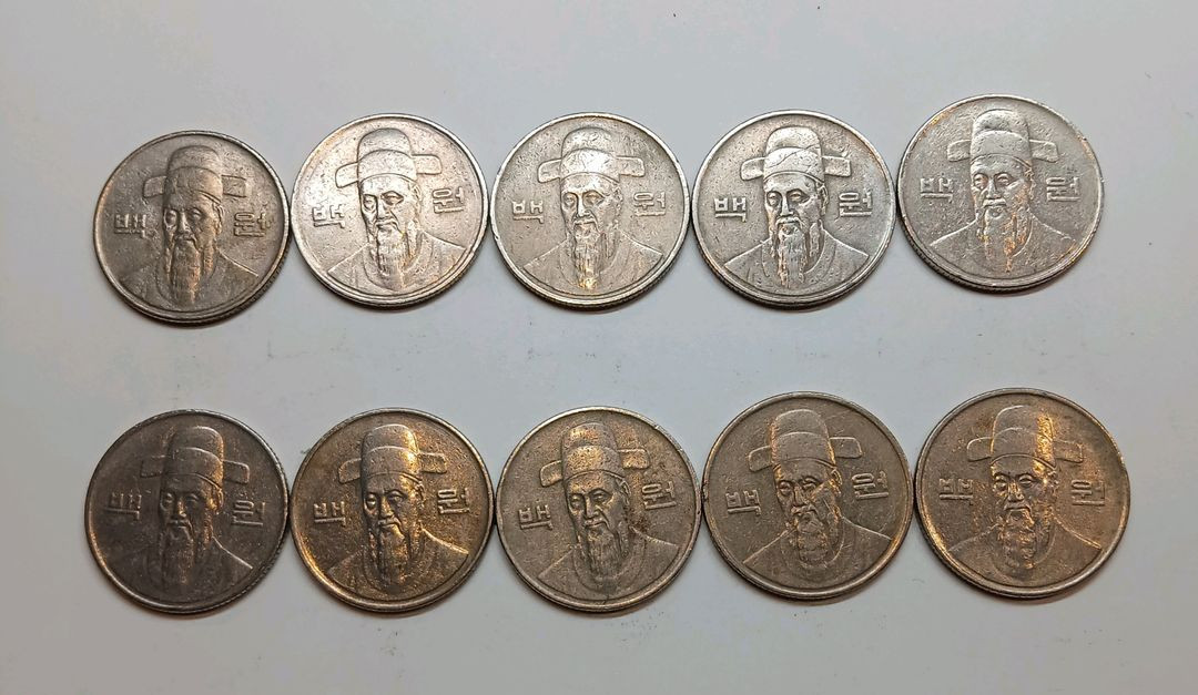 1991년 100원 동전 10개 일괄 이미지