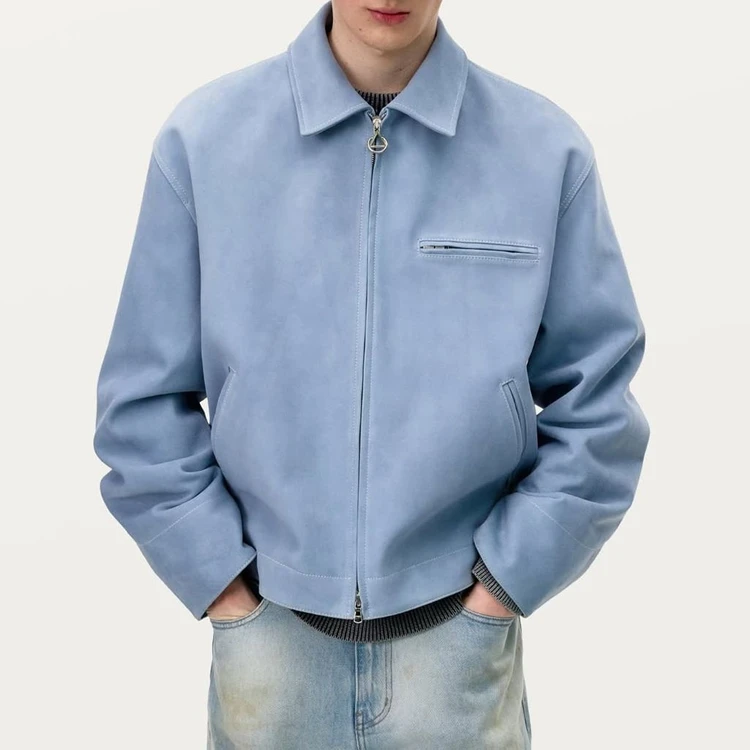 솔리드옴므 25ss 블루 에센셜 레더 스웨이드 자켓 48사이즈 이미지