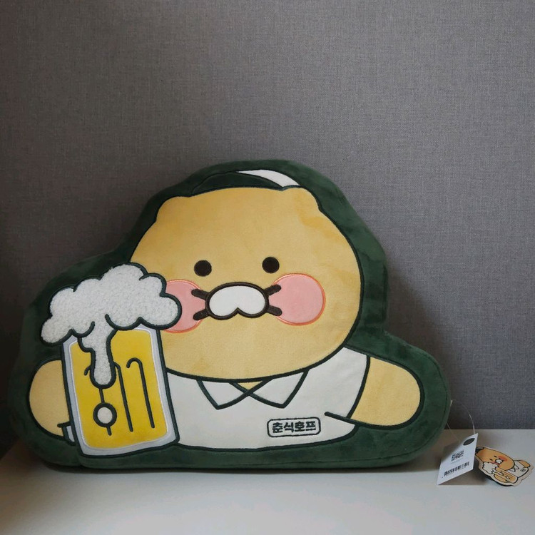 춘식 호프 춘식이 맥주 쿠션 등받이 인형 빈티지 귀여운 인테리어 소품 장식 소품샵 이미지