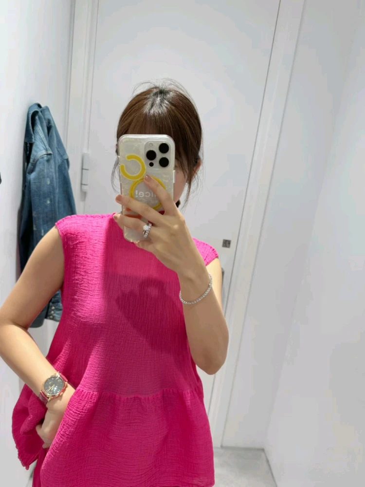 플리츠플리즈 이세이미야케 미 시스루 크레페 바운스 탑 ~ 이미지