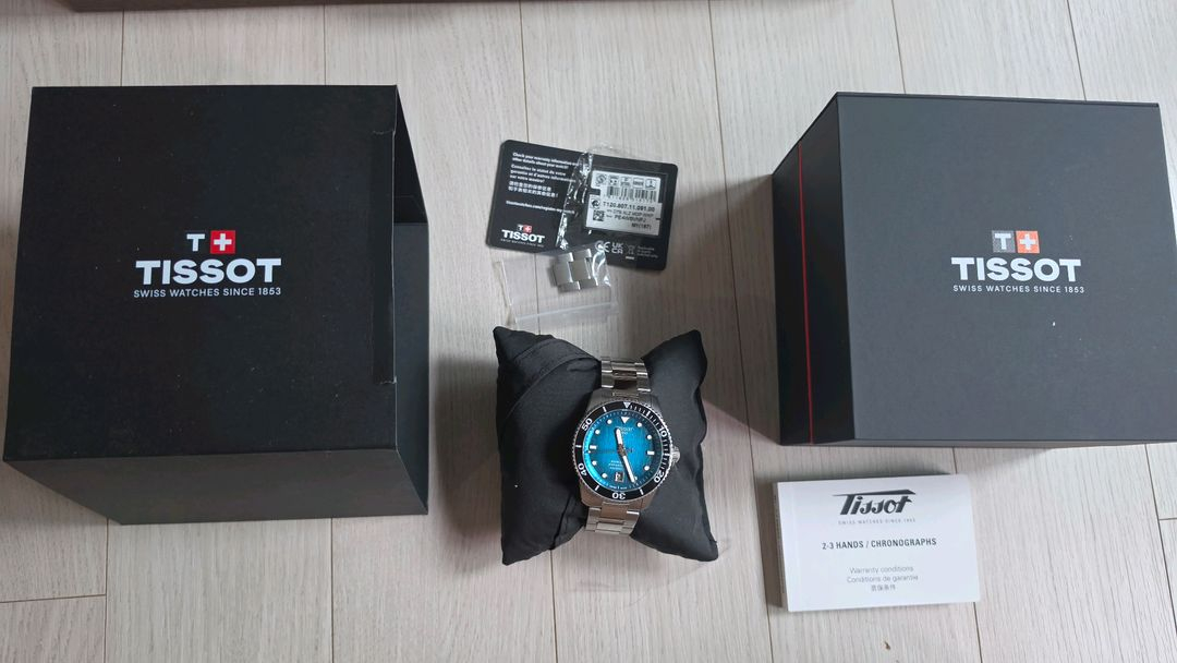 [새상품]티쏘 씨스타1000 파워매틱80 신형 터콰이즈블루40mm 2026 5월 구매 신세계백화점 풀셋 스크린샷첨부 이미지