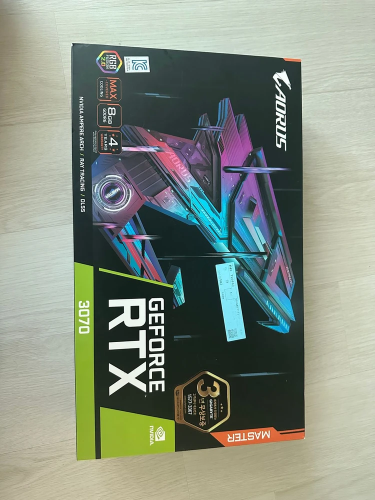 기가바이트 어로스마스터 RTX 3070 그래픽카드 풀박스 이미지