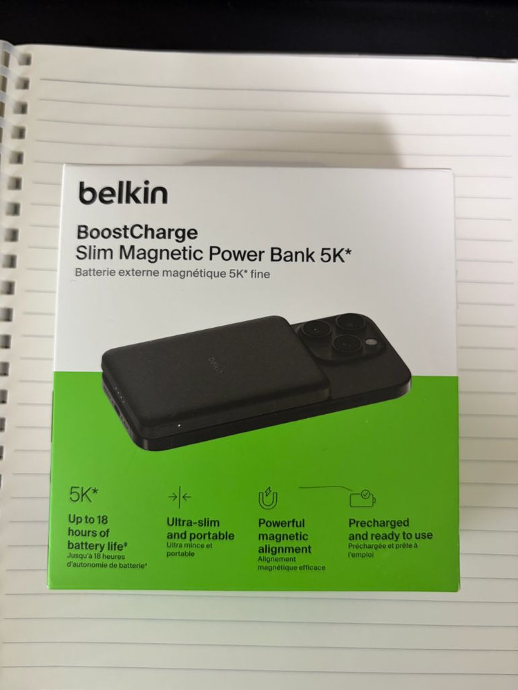벨킨 부스트차지 보조배터리 슬림 블랙 5000mAh 맥세이프 무선충전 이미지