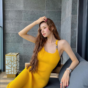 마이클코어스 프리지아 옐로우 골지 원피스 XS 이미지