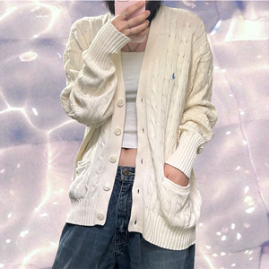 폴로 랄프로렌 꽈배기 니트 가디건 아이보리 100 L 이미지