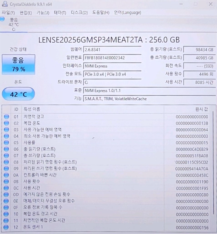 레노버 M.2 NVMe SSD 256GB 이미지