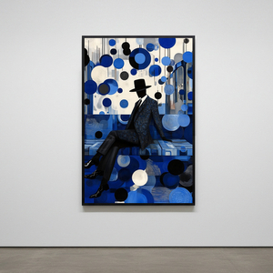 회색 지하철 속 푸른 환상 그림 액자 팝아트 인테리어소품 지하철남자그림 신사그림 모던아트 대형 거실용 오피스 북유럽 이미지