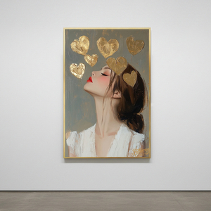 입맞춤의 기도 그림 액자 팝아트 인테리어소품 아름다운 여인그림 골드하트액자 감성적인 무드 거실 침실 인테리어 이미지